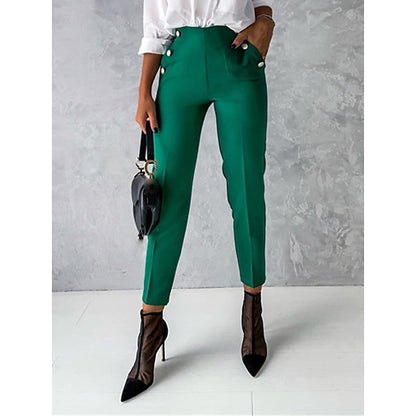 Women‘s Dress Work Pants Skinny Cropped Pants Ankle-Length Micro-elastic High Waist Fashion Streetwear Work Street Black Green S M Fall Winter