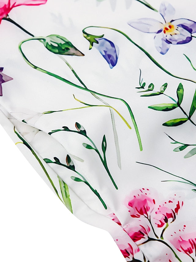 Women's Casual Dress T Shirt Dress Tee Dress Shift Dress Midi Dress White Yellow Pink Short Sleeve Floral Print Summer Spring V Neck Basic Vacation Summer Dress Spring Dress 2023 S M L XL XXL 3XL - LuckyFash™