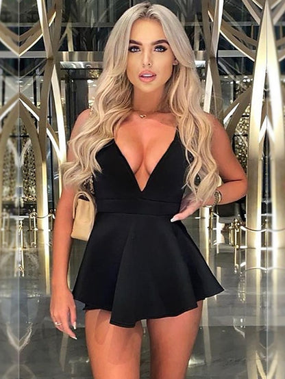 Women's Dress - Party Dress Holiday Dress Sexy Dress Mini Dress Black Pink Sleeveless Pure Color Backless Summer Spring Fall V Neck Hot Birthday Vacation Summer Dress Slim 2023 S M L XL