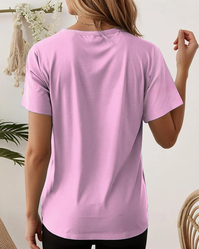 Women's T shirt Tee Animal Cat Dog Daily Pink Short Sleeve Stylish Crew Neck Summer