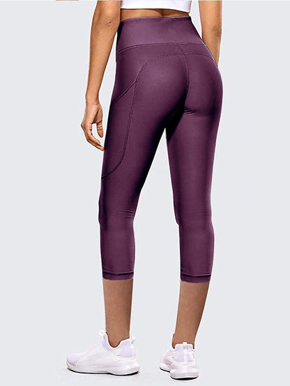 Women's Running Tights Leggings Running Capri Leggings with Phone Pocket High Waist Base Layer Athletic Athleisure Spandex Tummy Control Butt Lift Breathable Fitness Gym Workout Running Sportswear - LuckyFash™