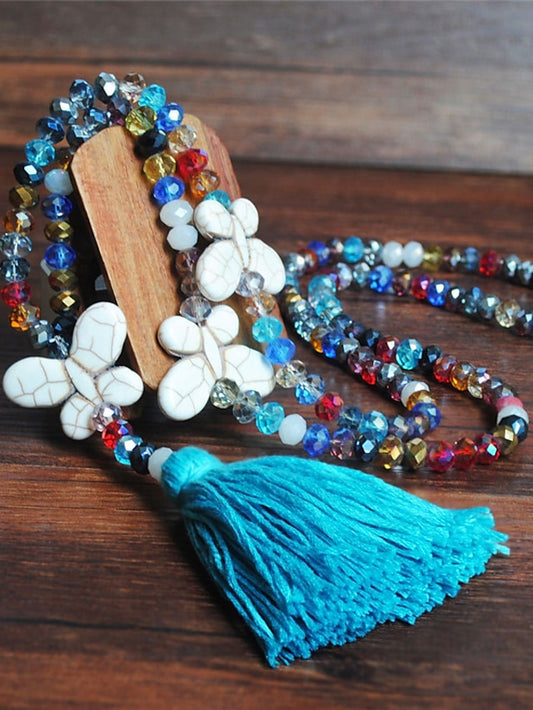 Women's necklace Chic Modern Street Butterfly Necklaces & Color Crystal  Bohemia Sweater Necklace / Blue / Pink / Fall / Winter - LuckyFash™
