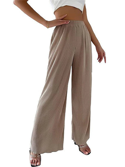 Women's Wide Leg Polyester Plain Grey Black Fashion High Waist Full Length Street Daily Fall Winter