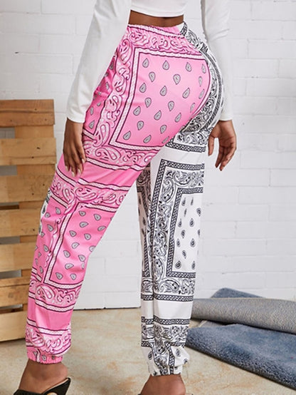 Women's Sweatpants Joggers Chinos Jogging Pants Pink Yellow Red Mid Waist Casual / Sporty Athleisure Leisure Sports Weekend Pocket Print Ankle-Length Comfort Graphic Prints S M L XL XXL - LuckyFash™