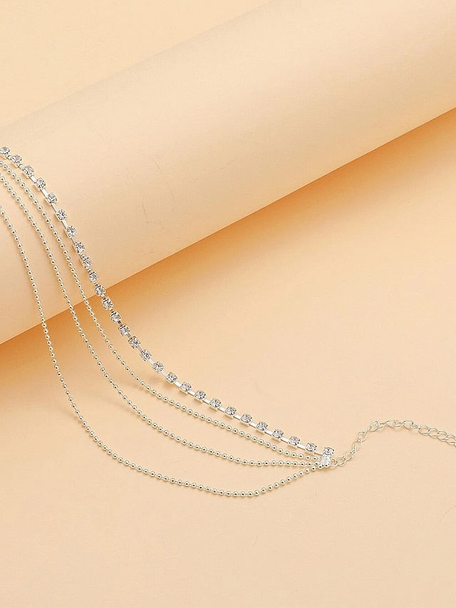 Ankle Bracelet Women's Body Jewelry For Holiday Beach Rhinestone Alloy Silver 1 PC - LuckyFash™
