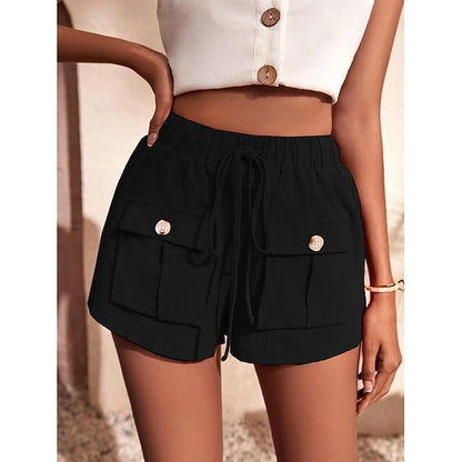 Women's Shorts Polyester Plain Black Army Green Casual Daily Short Going out Weekend Summer