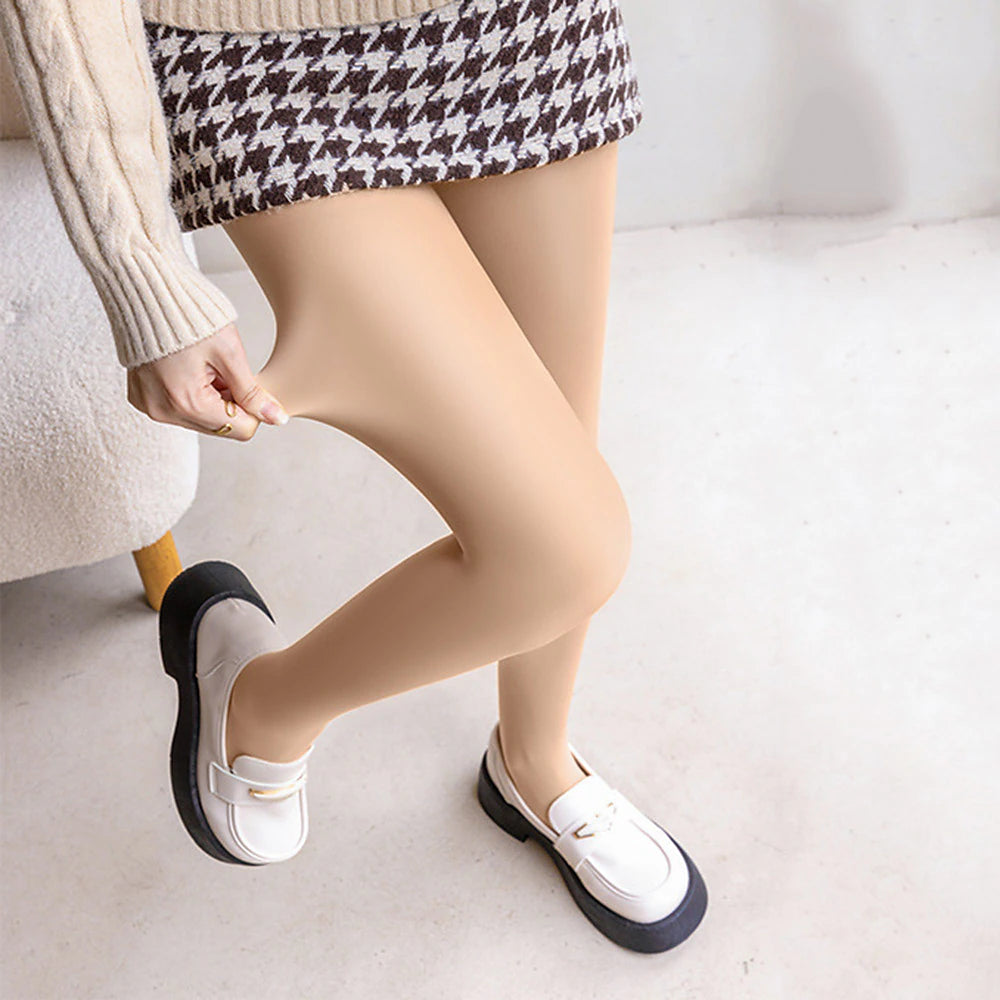 Women's Skin Color Leggings Tights Pantyhose Hosiery Fleece lined Nude Coffee Black High Waist Fashion Casual Daily High Elasticity Full Length Tummy Control Solid Colored One-Size / Skinny