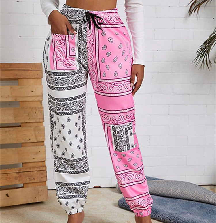 Women's Sweatpants Normal Polyester Graphic Prints Yellow Pink Casual / Sporty Mid Waist Ankle-Length Leisure Sports Weekend Summer