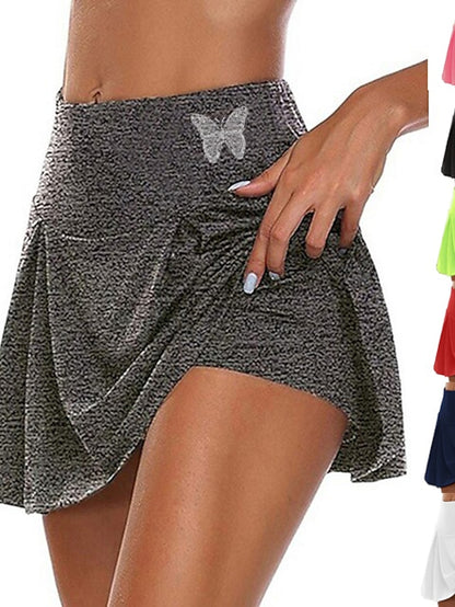 Women's Tennis Skirts Golf Skirts Yoga Skirt Side Pockets 2 in 1 Quick Dry Yoga Fitness Gym Workout Bottoms Butterfly 1# 2# 3# Sports Activewear Stretchy - LuckyFash™