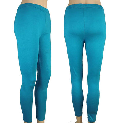 Women's Tights Normal Polyester Plain Lake blue Sapphire Fashion Mid Waist Full Length Casual Weekend