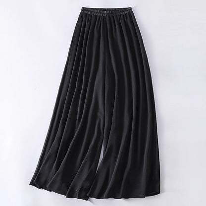 Women's Wide Leg Faux Linen Solid Colored Black White Fashion Full Length Casual Daily