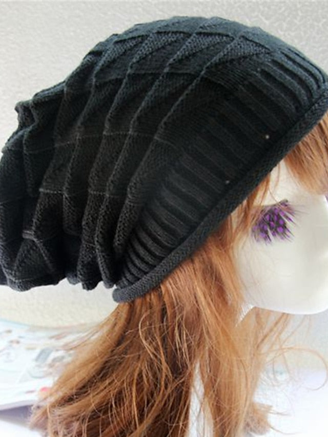 Women's Hat Beanie / Slouchy Black Purple Wine Outdoor Home Street Knitted Pure Color Portable Windproof Comfort - LuckyFash™