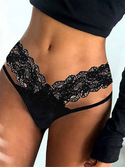 Women's Sexy Lingerie Panties Pure Color Fashion Hot Bed Valentine's Day Lace Breathable Summer Spring Black White - LuckyFash™