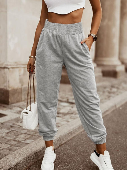 Women's Sweatpants Polyester Plain Gray Casual Daily Ankle-Length Outdoor Spring &  Fall