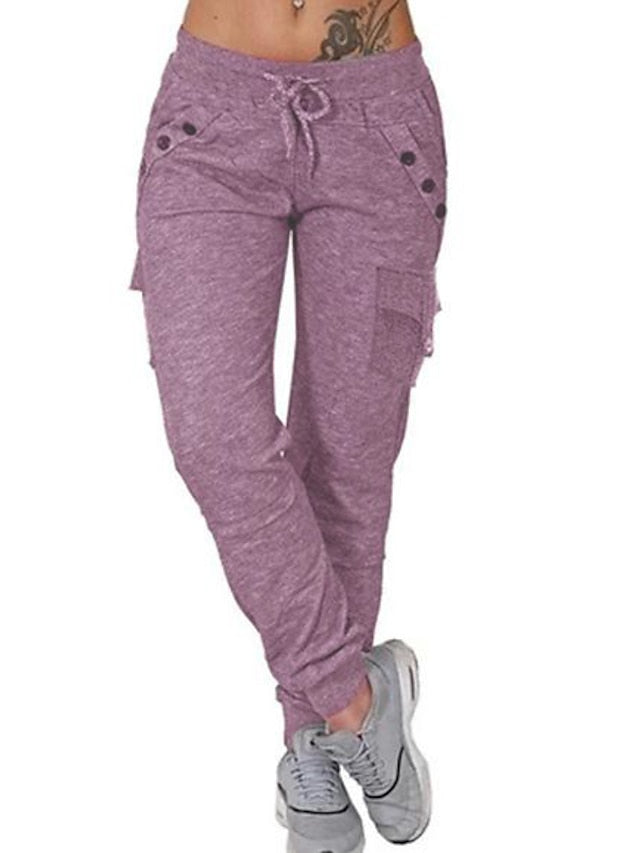 Women's Sweatpants Joggers Cargo Pants Blue Pink Light Grey Mid Waist Casual / Sporty Athleisure Leisure Sports Weekend Full Length Comfort Plain S M L XL 2XL - LuckyFash™