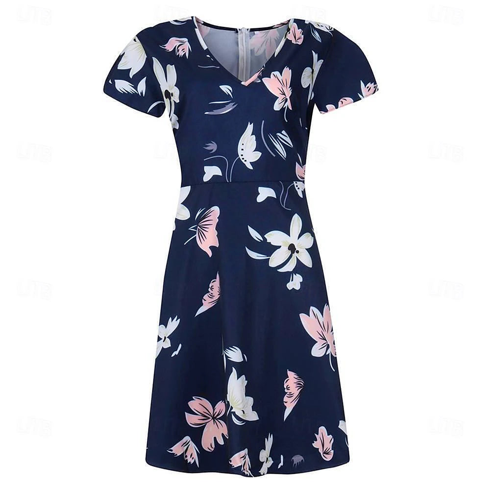 Women's V Neck Flutter Sleeve Midi Dress Short Sleeve Summer Spring