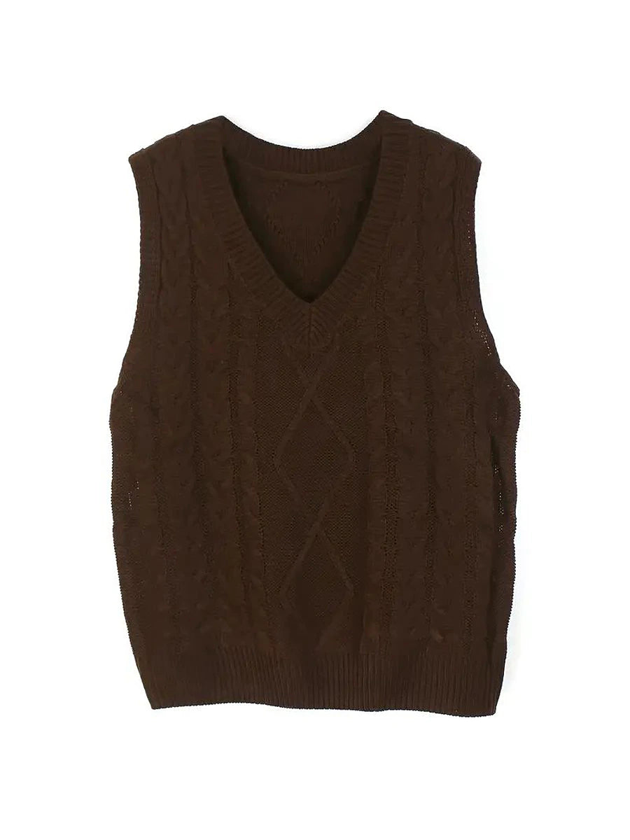 Women's Sweater Vest V Neck Ribbed Cable Knit Acrylic Patchwork Fall Winter Regular Outdoor Daily Going out Stylish Casual Soft Sleeveless Solid Color Black Wine Navy Blue S M L