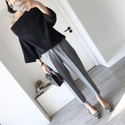 Women‘s Dress Work Pants Chinos Slacks Ankle-Length Pocket Mid Waist Formal Work Daily Black 1# Black S M Summer Spring &  Fall