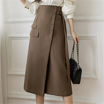 Women's Skirt Pencil Work Skirts Long Skirt Midi Skirts Patchwork Solid Colored Office / Career Daily Spring &  Fall Polyester Elegant Summer Black Brown