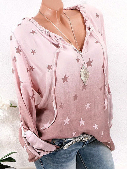 Star Print Long-sleeved Casual Shirt - LuckyFash™