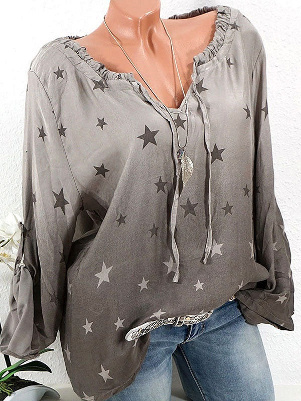 Star Print Long-sleeved Casual Shirt - LuckyFash™