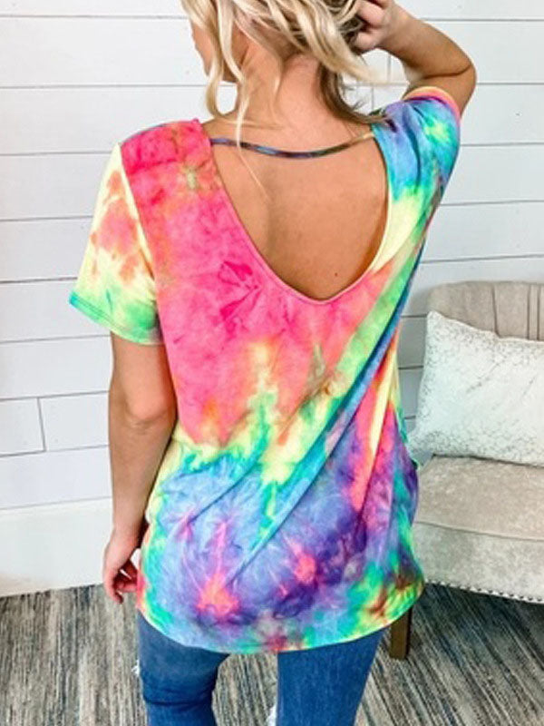 Slim Slimming Tie-dye Short-sleeved T-shirt - LuckyFash™