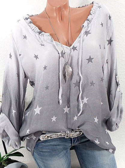 Star Print Long-sleeved Casual Shirt - LuckyFash™