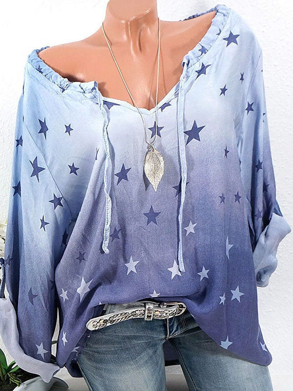 Star Print Long-sleeved Casual Shirt - LuckyFash™