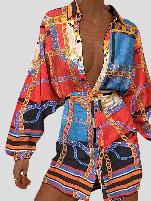 Women's Dresses Long Sleeve Cardigan Single-Breasted Lace-Up Dress - LuckyFash™
