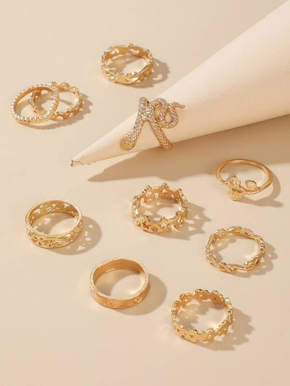 10pcs Serpentine & Leaf Design Ring - LuckyFash™