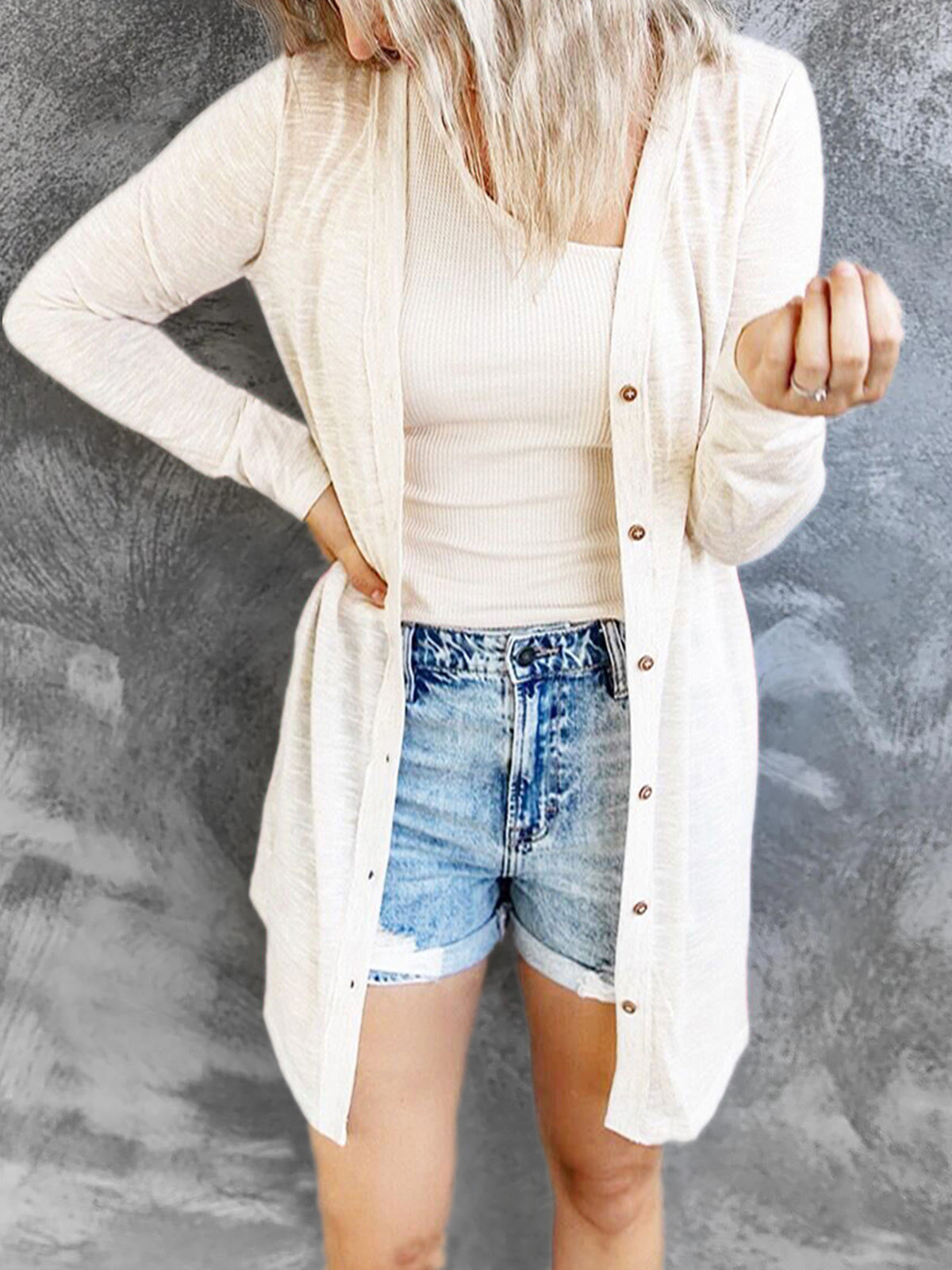 Women's Cardigan Button Solid Long sleeve Cardigan - LuckyFash™