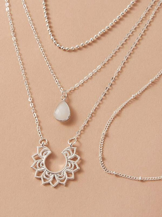 2pcs Waterdrop & Flower Pendant Necklace - LuckyFash™