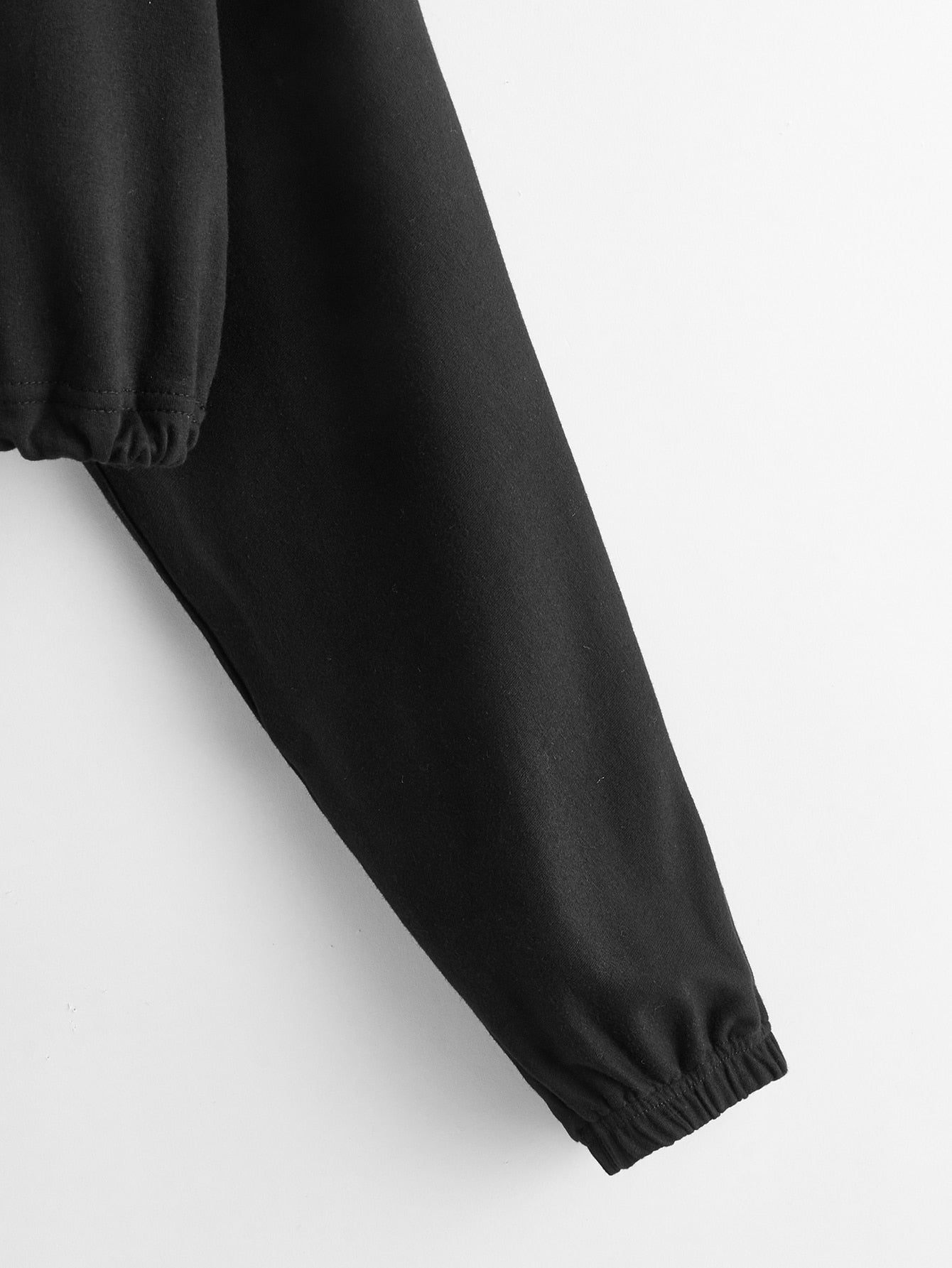 Zip Half Placket Drawstring Hem Crop Pullover - LuckyFash™