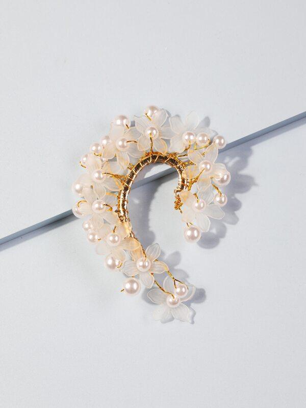 1pc Faux Pearl & Flower Decor Ear Wrap - LuckyFash™