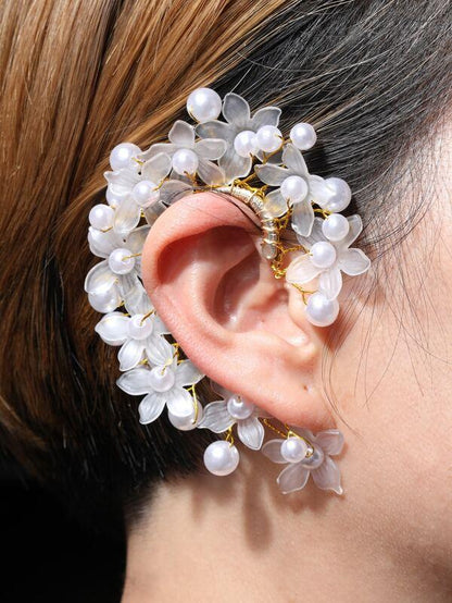 1pc Faux Pearl & Flower Decor Ear Wrap - LuckyFash™