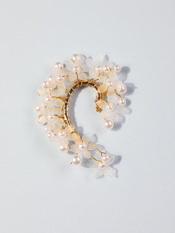 1pc Faux Pearl & Flower Decor Ear Wrap - LuckyFash™