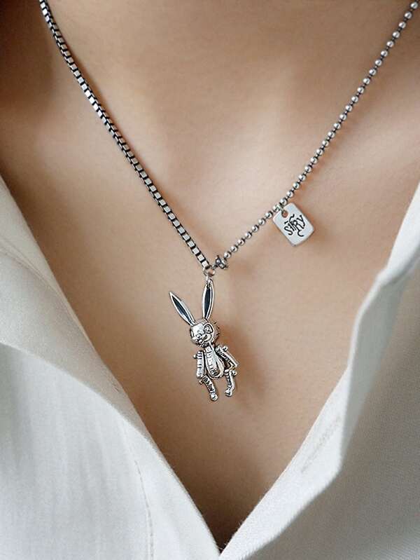 1pc Metal Rabbit Pendant Necklace - LuckyFash™