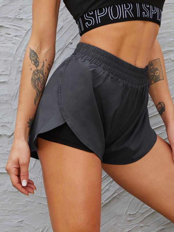 2 In 1 Tulip Hem Athletic Shorts - LuckyFash™