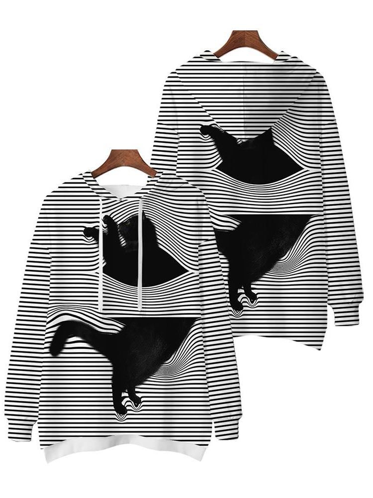 Autumn And Winter New Striped Cat Hooded Sweater - LuckyFash™