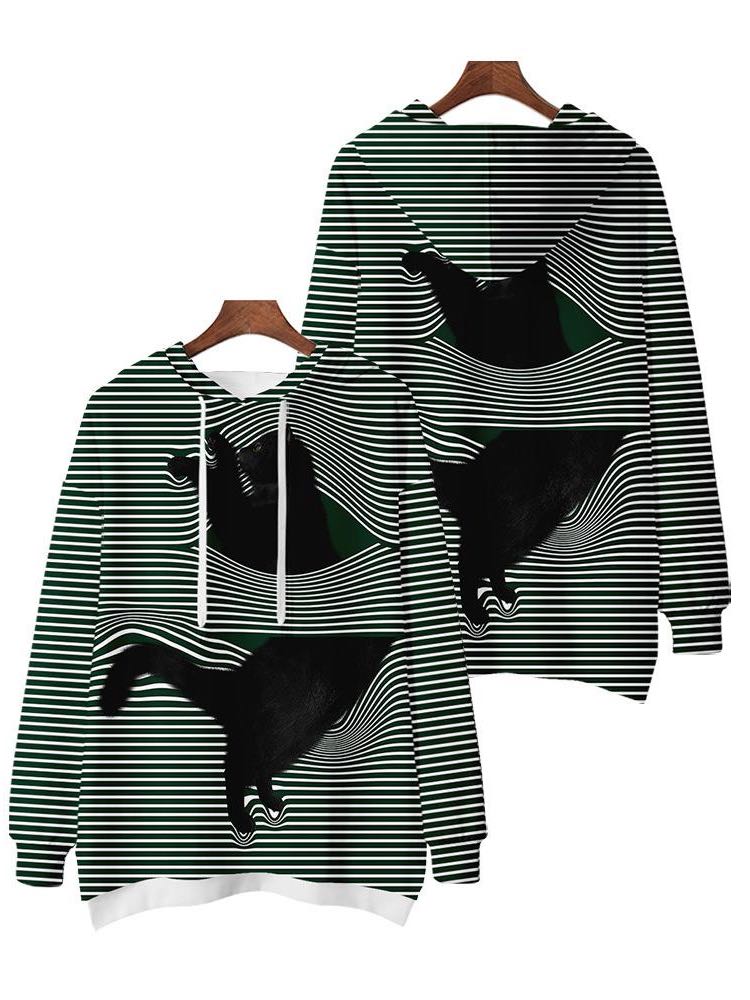 Autumn And Winter New Striped Cat Hooded Sweater - LuckyFash™