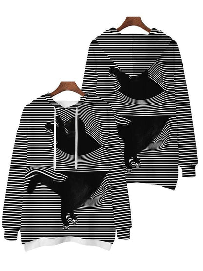 Autumn And Winter New Striped Cat Hooded Sweater - LuckyFash™