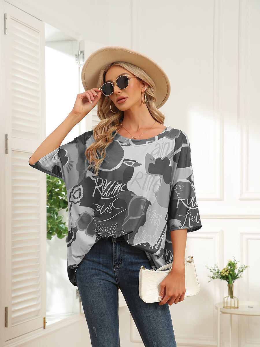 T-Shirts Round Neck Map Print Short Sleeve T-Shirt - LuckyFash™