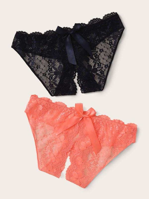 2pack Floral Lace Scallop Trim Panty Set - LuckyFash™