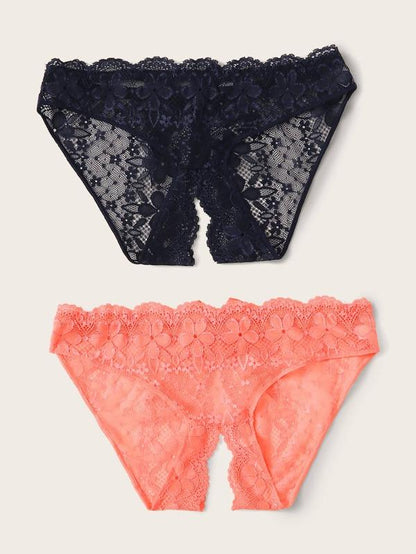 2pack Floral Lace Scallop Trim Panty Set - LuckyFash™