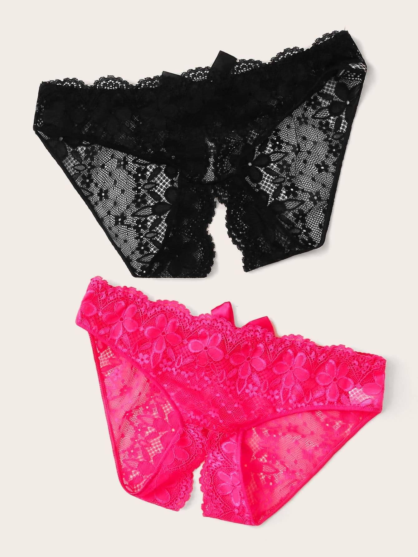 2pack Floral Lace Scallop Trim Panty Set - LuckyFash™