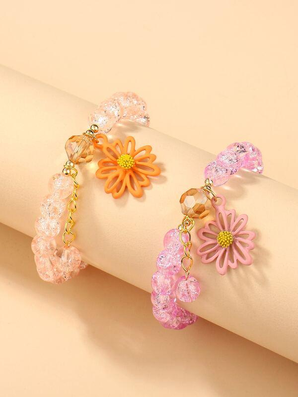 2pcs Flower Charm Beaded Bracelet - LuckyFash™