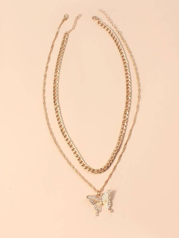 2pcs Gold Butterfly Charm Necklace - LuckyFash™