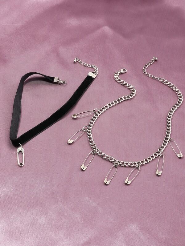 2pcs Safety Pin Charm Necklace - LuckyFash™