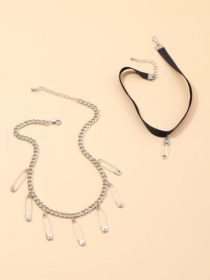 2pcs Safety Pin Charm Necklace - LuckyFash™