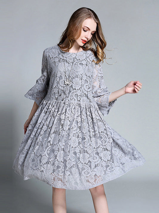 Dresses Temperament  Lace Loose Midi Dress - LuckyFash™